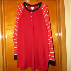 Lularoe Striped Sleeves Mark Henley Long Sleeve Top 3XL